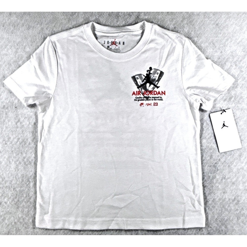 Air Jordan Youth Small 4-5 Years White Sneaker Graphic T Shirt NWT